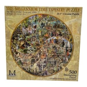 500 Piece Jigsaw Puzzle Millennium Time Tapestry 20.5" Circular Puzzle